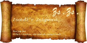 Zsohár Zsigmond névjegykártya